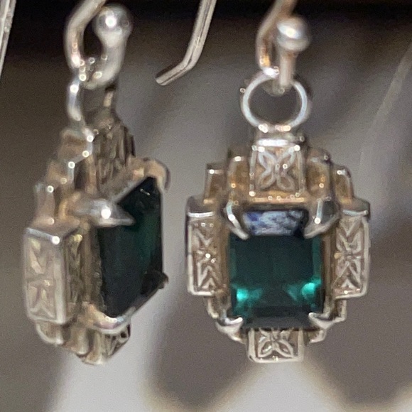 Silver and green tourmaline earrings